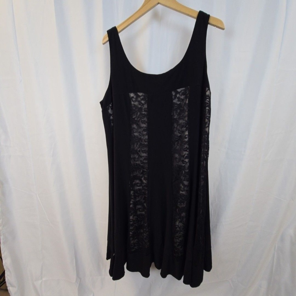 R&M Richards Dress Womens 24W Black Floral Lace Tank Lined Knee Length Party